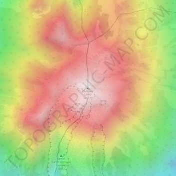 Topografisk kort Gunung Lawu, højde, terræn