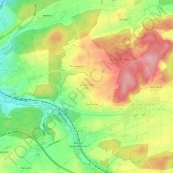 Topografisk kort Ammerzwil BE, højde, terræn