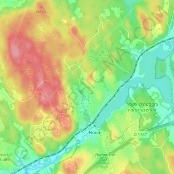 Topografisk kort Drängsered, højde, terræn