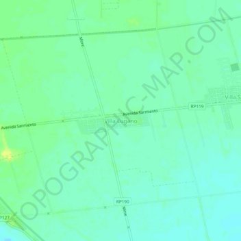 Topografisk kort Villa Lugano, højde, terræn