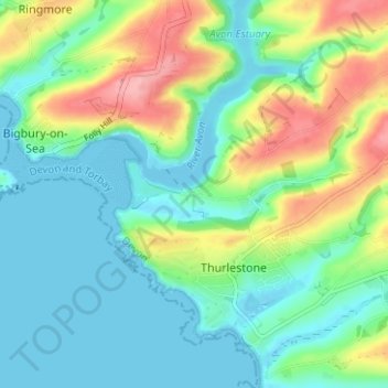 Topografisk kort Bantham, højde, terræn