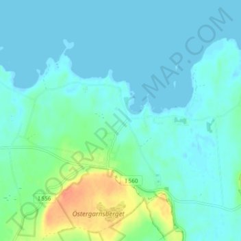 Topografisk kort Katthammarsvik, højde, terræn