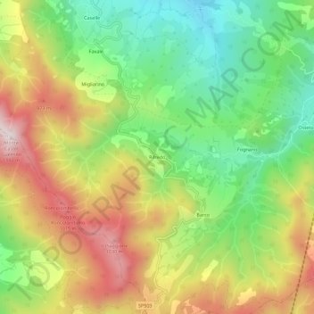 Topografisk kort Rifredo, højde, terræn