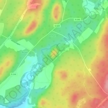 Topografisk kort Virsehatt, højde, terræn