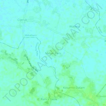 Topografisk kort Mekar Baru, højde, terræn