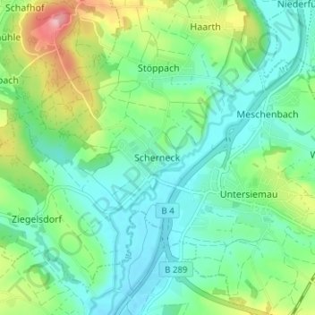 Topografisk kort Scherneck, højde, terræn