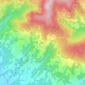 Topografisk kort Agnino, højde, terræn