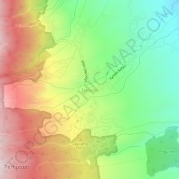 Topografisk kort Jatiarjo, højde, terræn