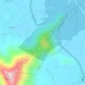 Topografisk kort Buntu Sarong, højde, terræn