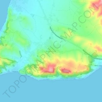 Topografisk kort Kalandra, højde, terræn