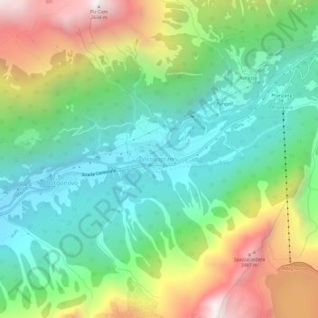 Topografisk kort Vicosoprano, højde, terræn