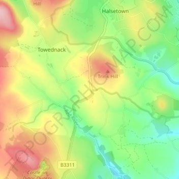 Topografisk kort Cripplesease, højde, terræn