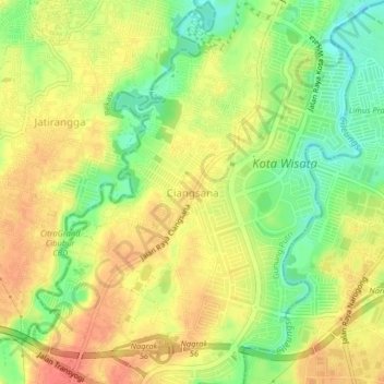 Topografisk kort Ciangsana, højde, terræn