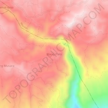 Topografisk kort Blang Pulo, højde, terræn