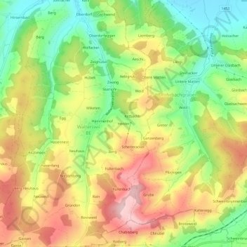 Topografisk kort Herder, højde, terræn