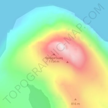 Topografisk kort Qaqqarsuaq, højde, terræn