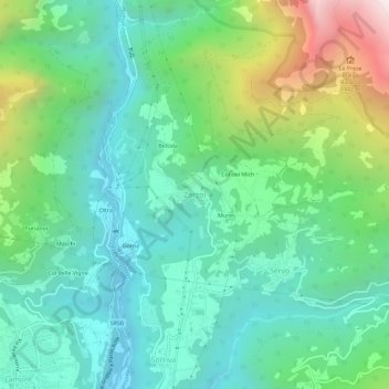 Topografisk kort Zorzoi, højde, terræn