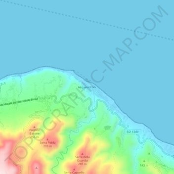 Topografisk kort Acqualadroni, højde, terræn
