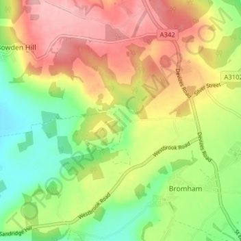 Topografisk kort Chittoe, højde, terræn