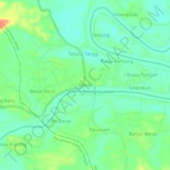 Topografisk kort Benai, højde, terræn