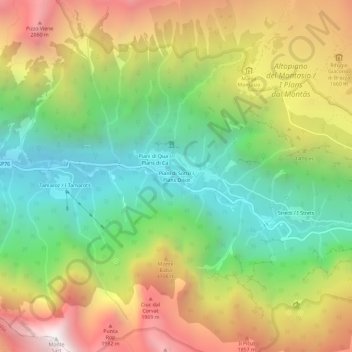 Topografisk kort Piani di Sotto, højde, terræn