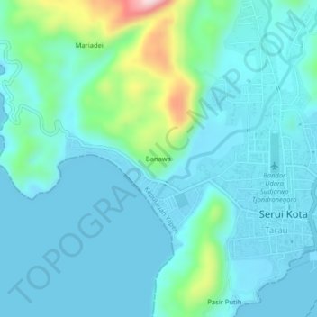 Topografisk kort Banawa, højde, terræn