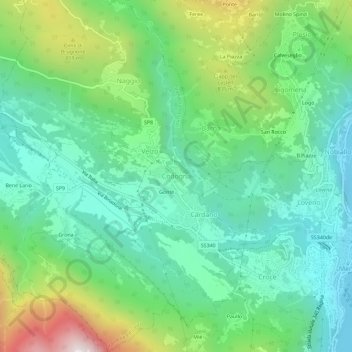 Topografisk kort Codogna, højde, terræn