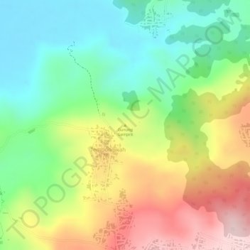 Topografisk kort Gunung Gamprit, højde, terræn