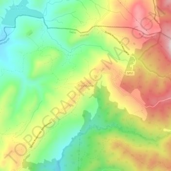 Topografisk kort Trevinano, højde, terræn