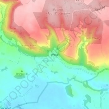 Topografisk kort Wass, højde, terræn