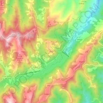 Topografisk kort Arato, højde, terræn