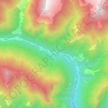 Topografisk kort Vergeletto, højde, terræn