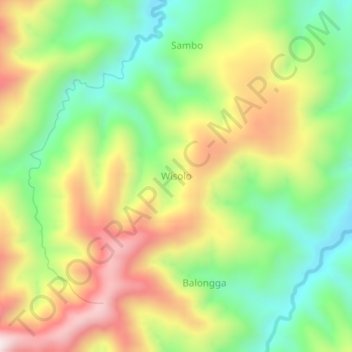 Topografisk kort Wisolo, højde, terræn