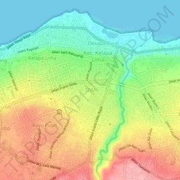 Topografisk kort TDM, højde, terræn