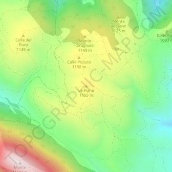 Topografisk kort Le Piane, højde, terræn