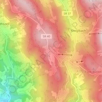 Topografisk kort Maibrunn, højde, terræn