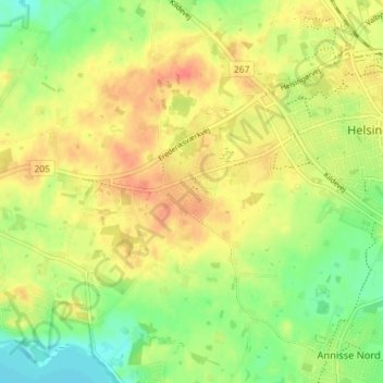 Topografisk kort Skærød, højde, terræn