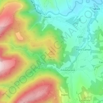 Topografisk kort Monte Gallo, højde, terræn