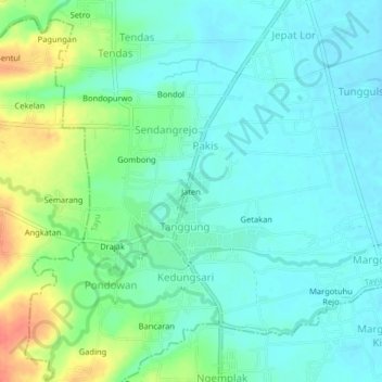 Topografisk kort Jaten, højde, terræn