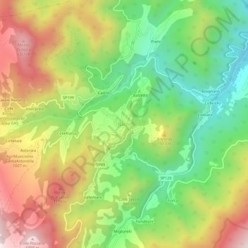 Topografisk kort Balzo, højde, terræn