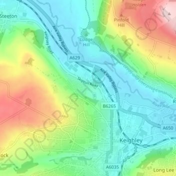 Topografisk kort High Utley, højde, terræn