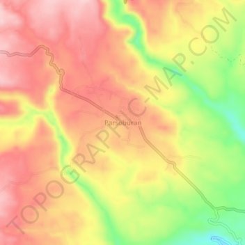 Topografisk kort Parsoburan, højde, terræn