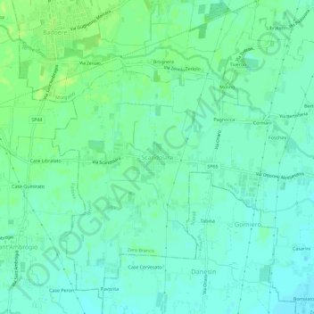 Topografisk kort Scandolara, højde, terræn
