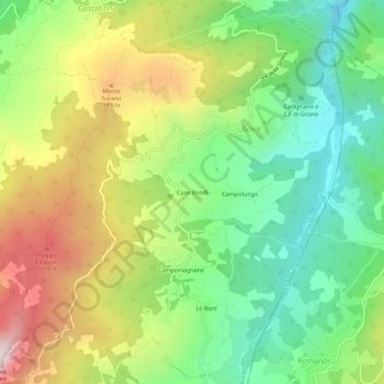 Topografisk kort Case Bondi, højde, terræn