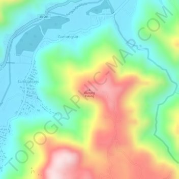 Topografisk kort Gunung Palung, højde, terræn