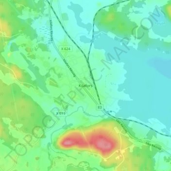 Topografisk kort Kilafors, højde, terræn