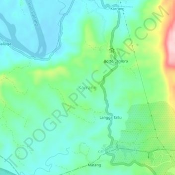 Topografisk kort Karrang, højde, terræn
