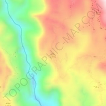 Topografisk kort Buntu Dumbia, højde, terræn