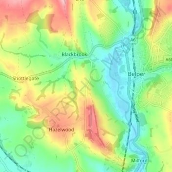 Topografisk kort Farnah Green, højde, terræn