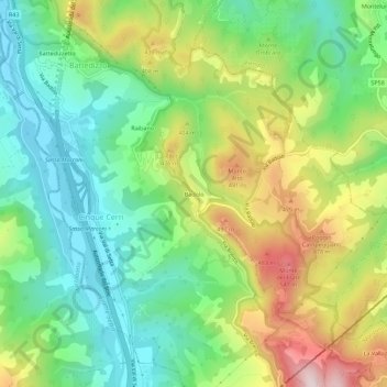 Topografisk kort Badolo, højde, terræn
